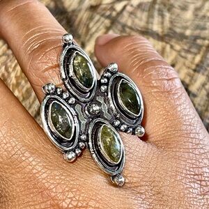 Multiple Labradorite Crystal Ring Size 9